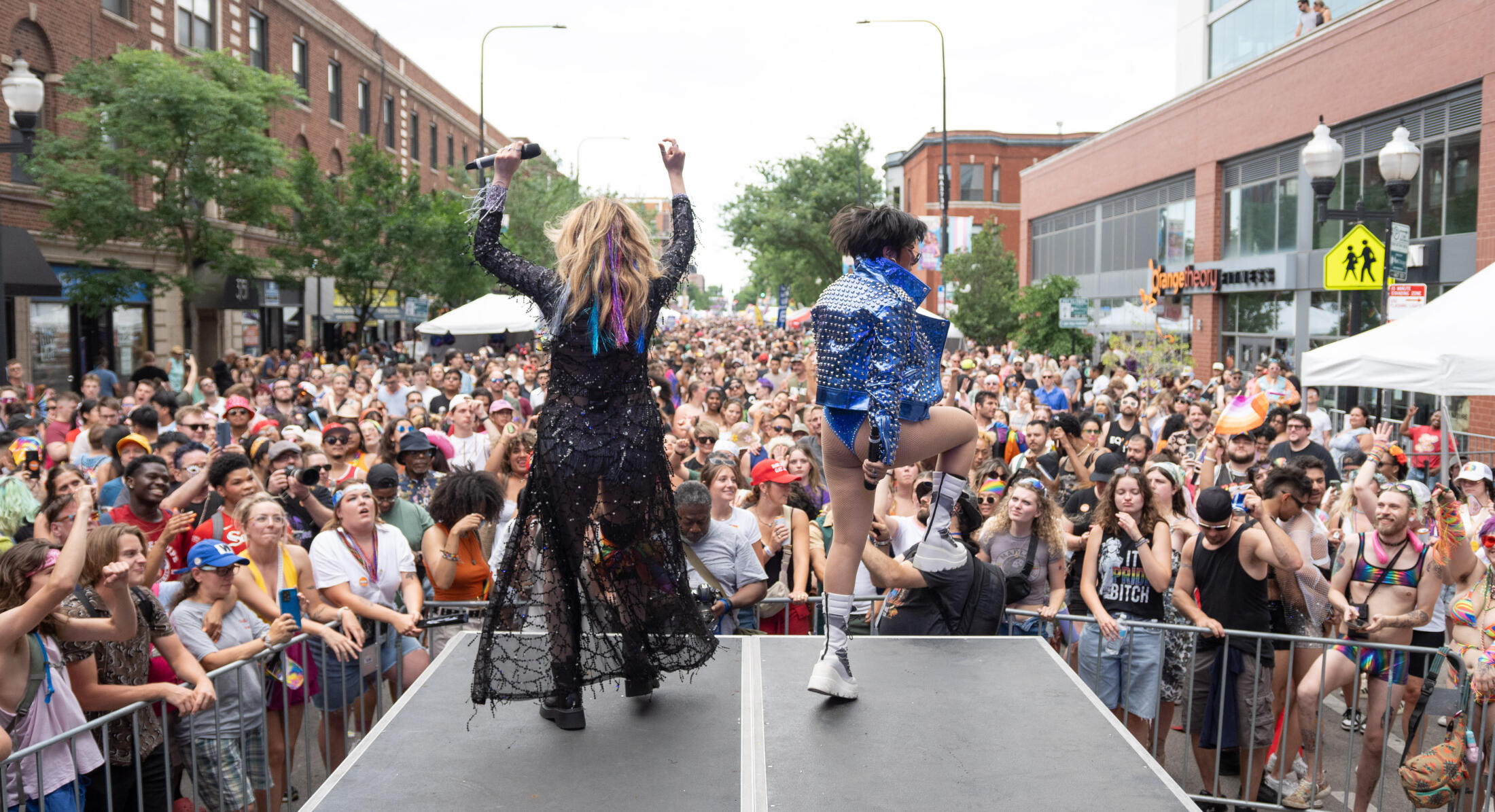 Performers face the crowd at Chicago Pride Fest