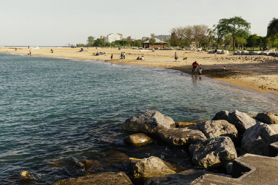Calm Beach in Bronzeville with Water Being Slightly Pushed by the Wind.