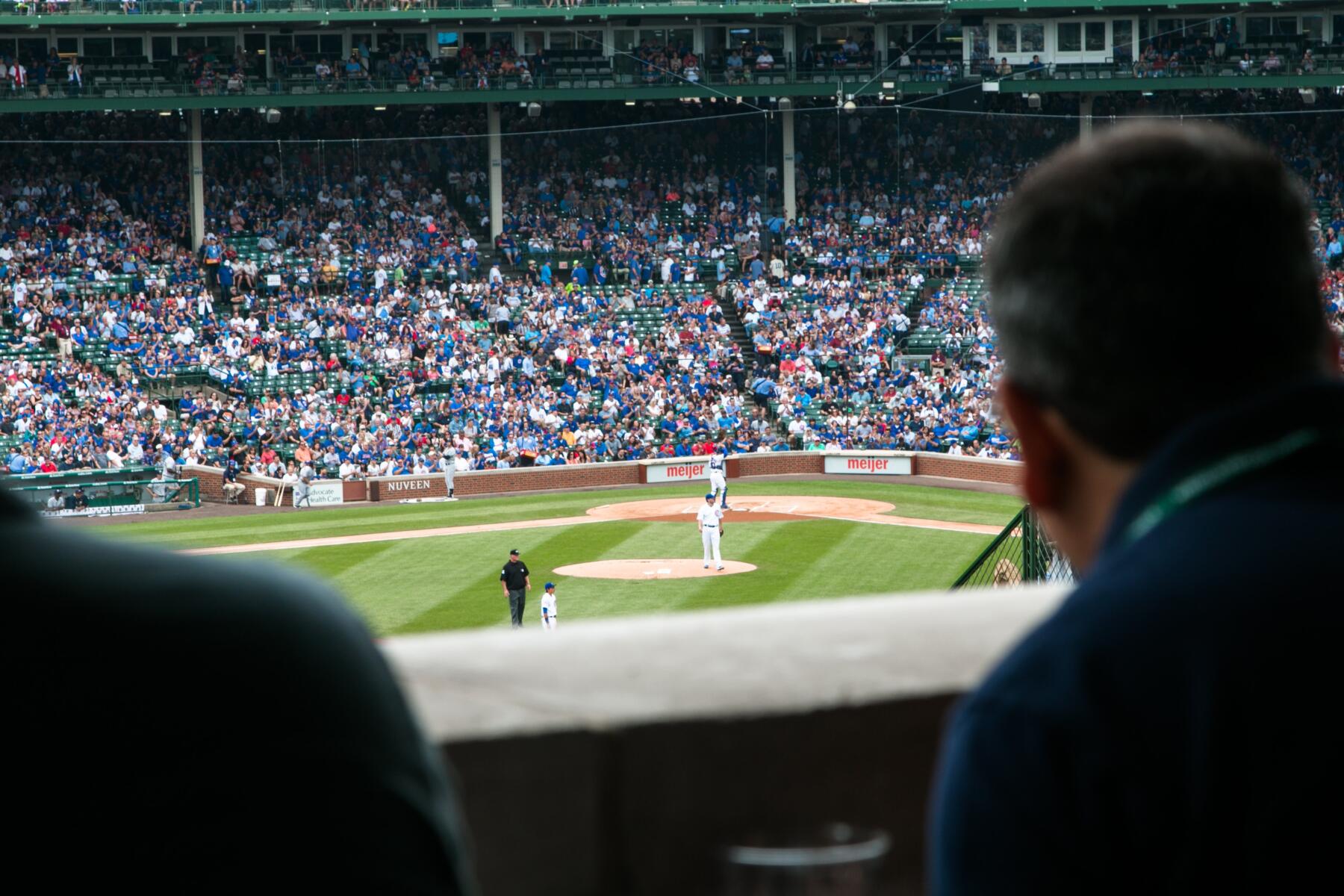 Watching a Chicago Cubs game at Wrigley Field